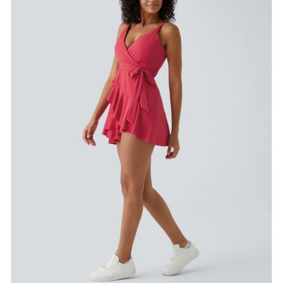 Halara V Neck Backless Mini Casual Dress Sz Large Womens White Adjustable Strap - Picture 15 of 16